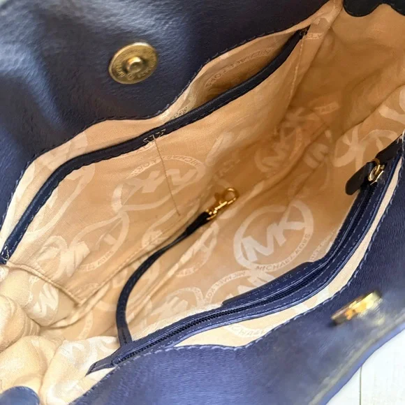 Michael Kors | Navy Hamilton Satchel with Gold Accents - Picture 5 of 12